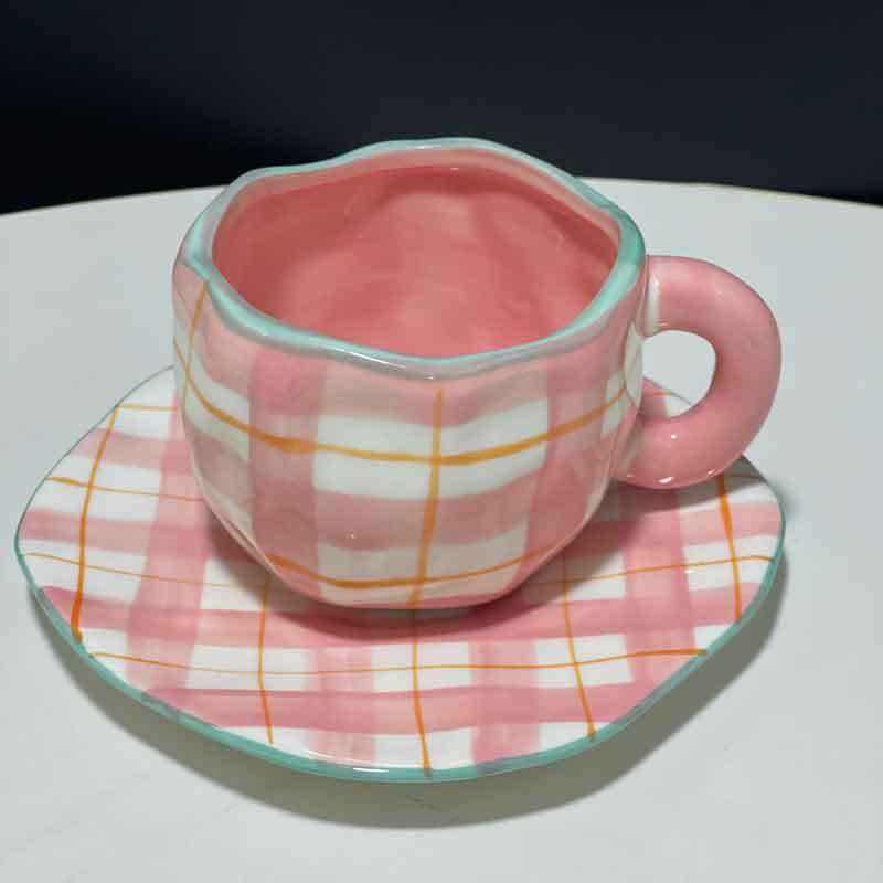 New Design Blue Sky and White Clouds Hand-painted Ceramic Cup and Plate Set Suitable for Home Office Daily