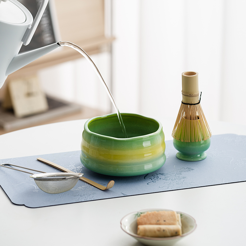 Matcha Tea Tools Ceramic Matcha Bowl Tea Bowl Tea Brush Stand Kiln Change Song Dynasty Tea Dispenser Set Tea Ceremony Accessories