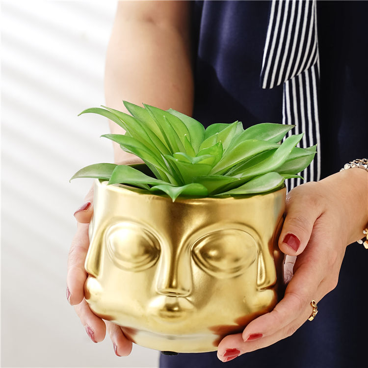 Garden Decoration Buddha Head Shape Succulent Plant Pots Creative Design Home Balcony Ceramic Planter Flower Pots