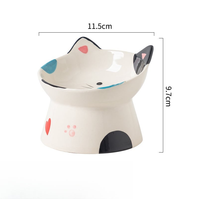 2025 Ceramic Stand High Diagonal Rainbow Cat Dog Food Water Bowl with Anti-Rollover Neck Protection Anti Slip Pet Bowls Feeders