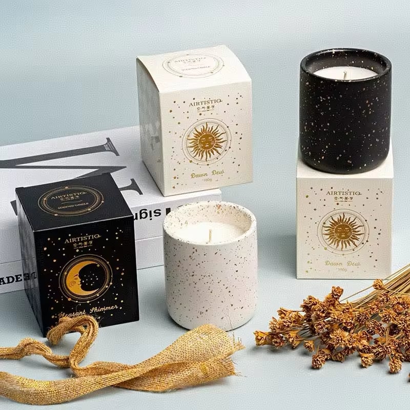 High Quality Gift Box Black & White Ceramic Jar Soy Wax Home Fragrance Candle for Birthday Valentine's Day Gift