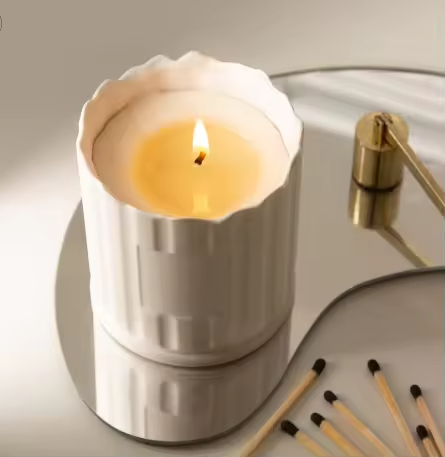 New Style Custom Frosted Round Matte Color Candle Jar Ceramic Candle Jars Nordic Candle Jar White Color for Home Decor