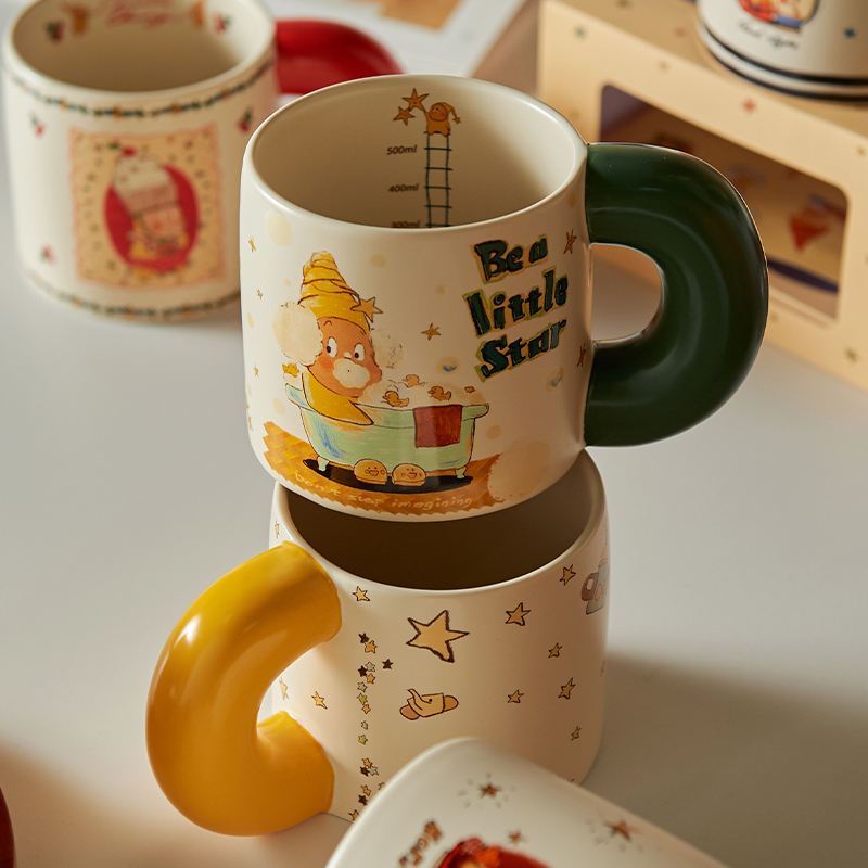 Cream Color Ceramic Drinking Water Milk Daily Home Use Ceramic Coffee Tea Cup Mug Set