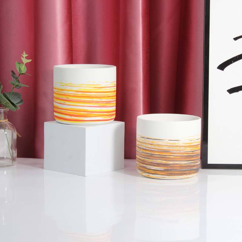 Ceramic Container Porcelain Flowerpot with Dual Use-for Garden or Candle Jar