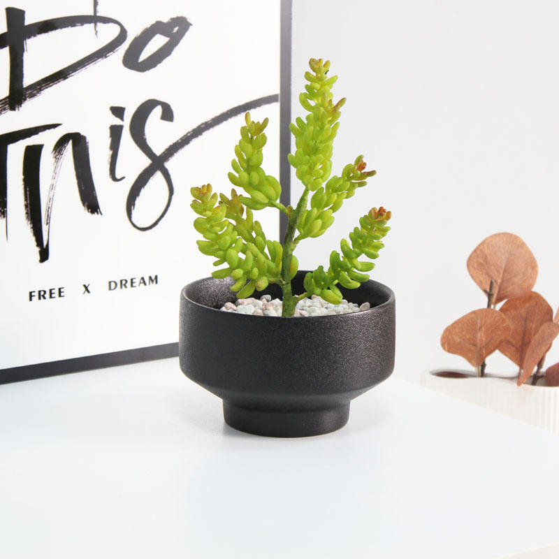 Nordic Cute Small Ceramic Black Frosted Succulent Flower Plant Pot Ceramic flowerpot
