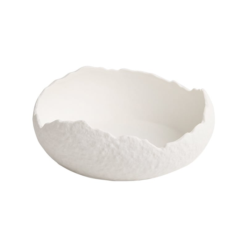 White Ceramic Soup Bowl Household Japanese Shaped Irregular Creative Fruit Salad Bowl