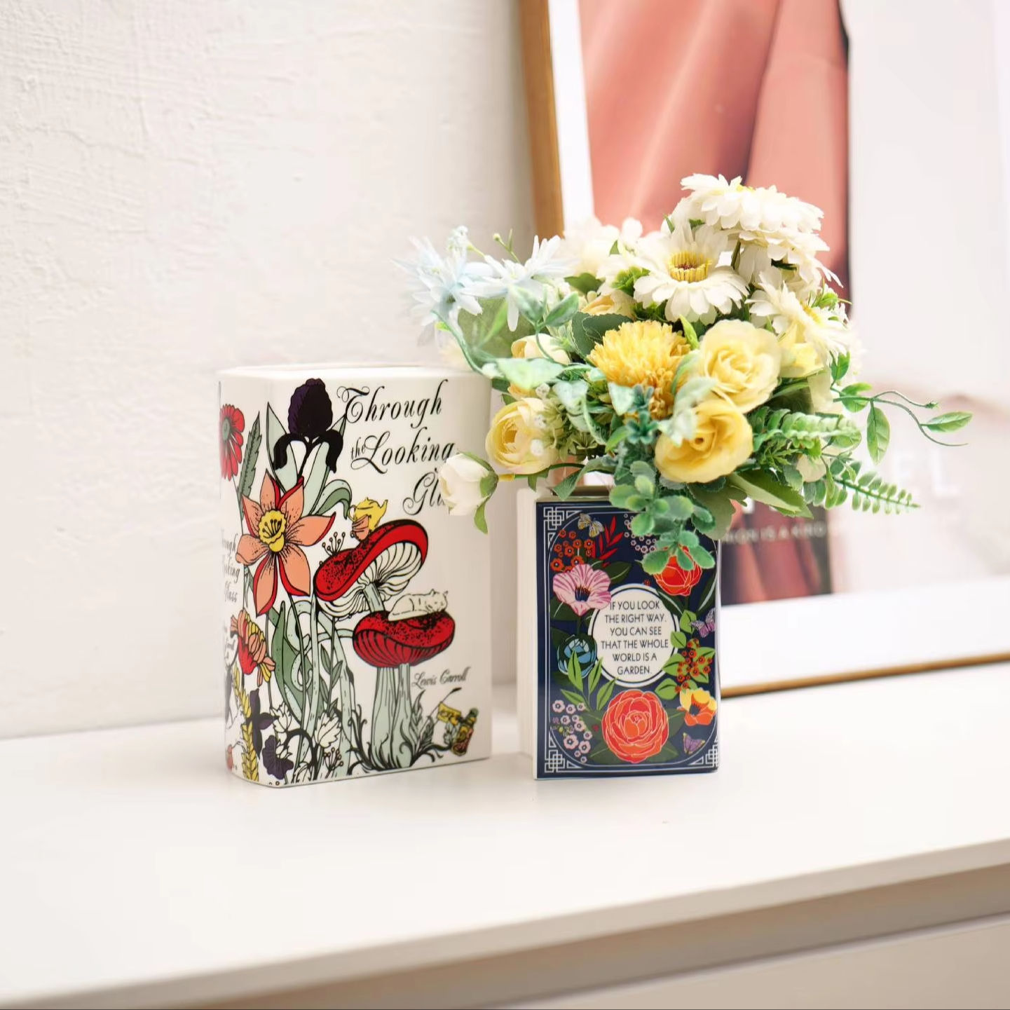 Kreatiewe Persoonlikheid Boekvormige Vas Versiering Slaapkamer Eetkamer Keramiek Vas Decorator