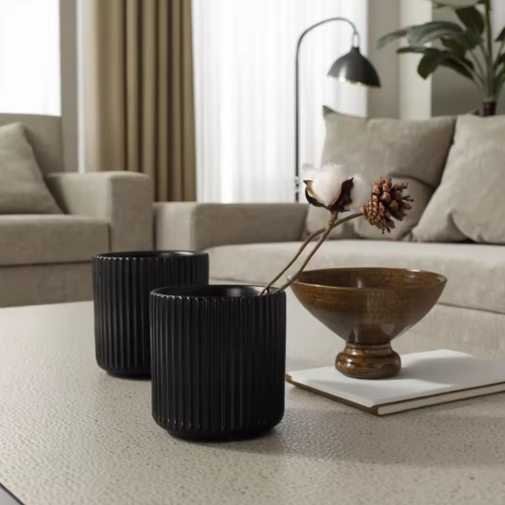 Engraved Ceramic Candle Container Vessels for Home Christmas Decoration-Elegant Candle Jars