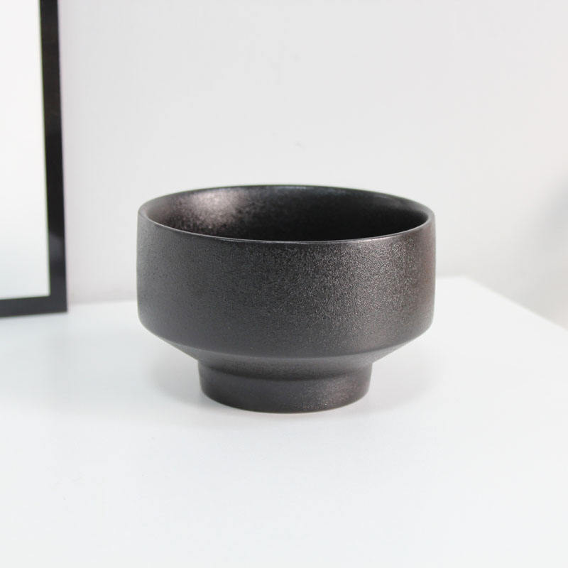 Nordic Cute Small Ceramic Black Frosted Succulent Flower Plant Pot Ceramic flowerpot