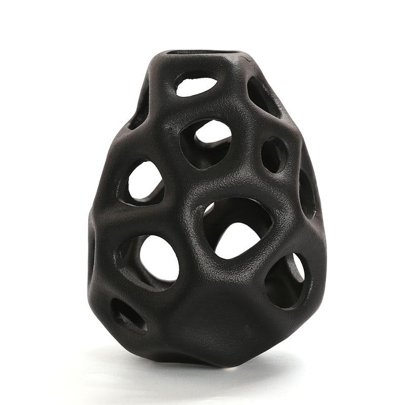 Hollow Out Ceramic Vase White Black Nordic Classical Aesthetics Office Home Living Room Interior Decoration Accessories