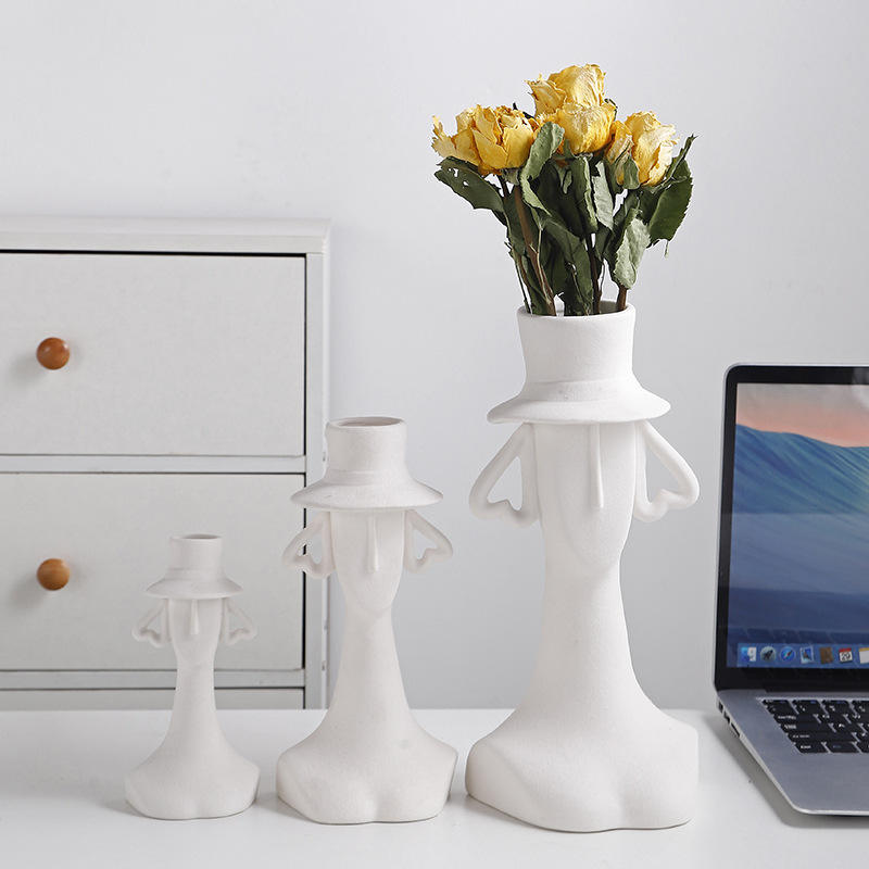 Cross Border Creative Ceramic Vases, Nordic Body Shaped Floral Arrangements, Desktop High-end Home Decor Items OEM