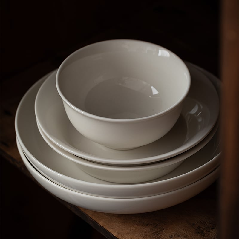 Dehua White Porcelain Tableware Set Home Ceramic Dinner Plate Bowl Small Set Fish Plate Soup Noodle Bowl