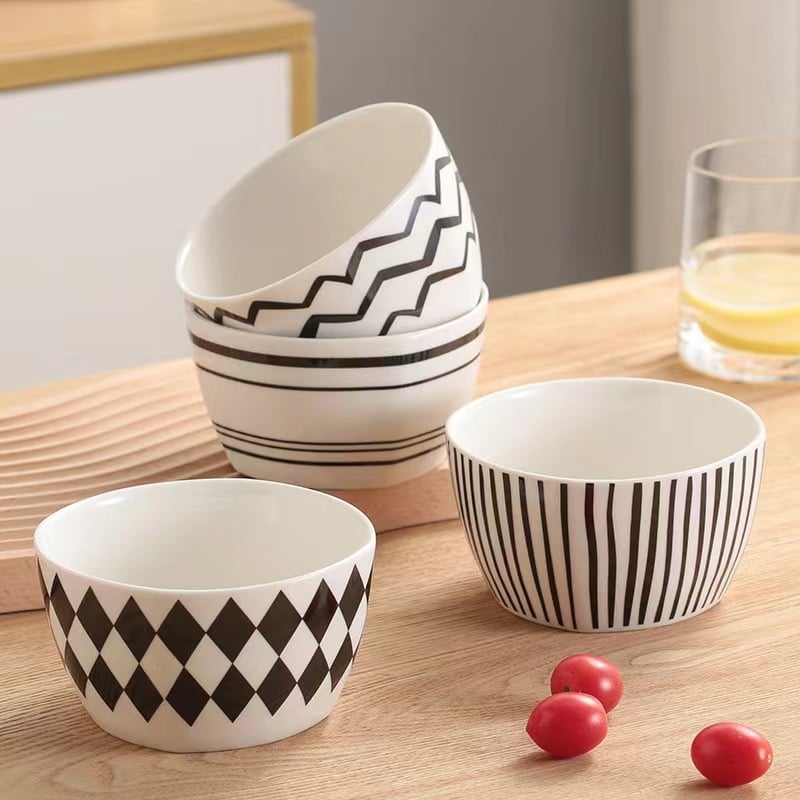 Factory Customized 5pcs Bowls Set Small 4.5 Inch Round Porcelain Serving Snack Fruit Salad Ceramic Bowl for Home