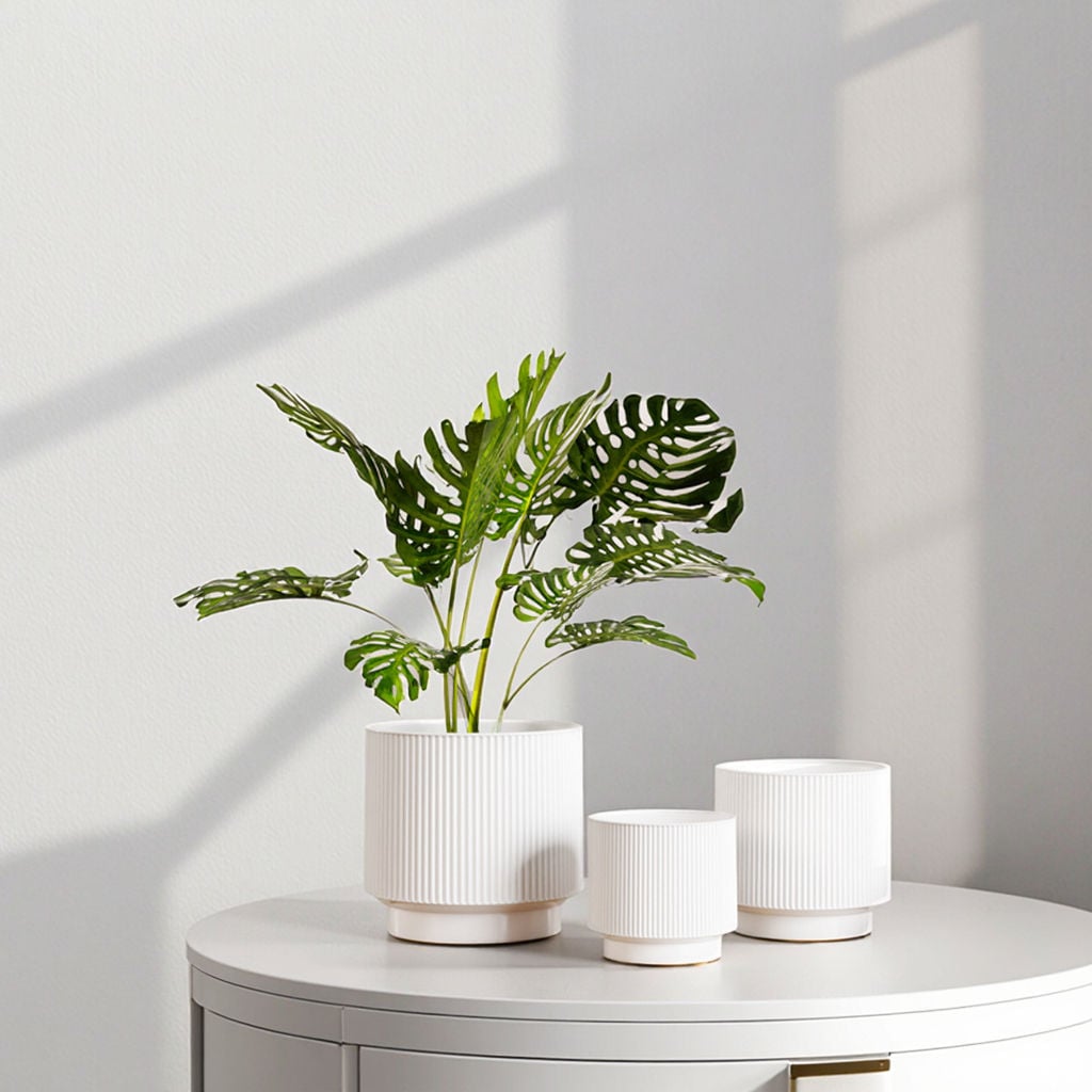 Nordic Modern Morandi Style Straight Glazed Ceramic Flowerpot Set Hot Wholesale for Home Garden Planters & Flower Pots
