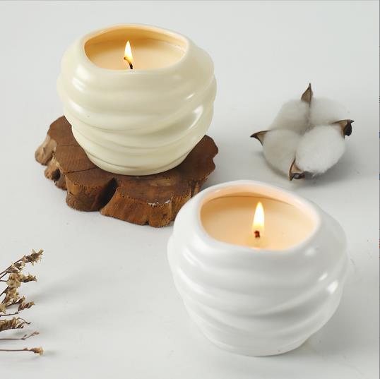 Irregular Shape Ceramic Candle Container Vessel Jars Handmade for Home Decoration Custom Logo Weddings