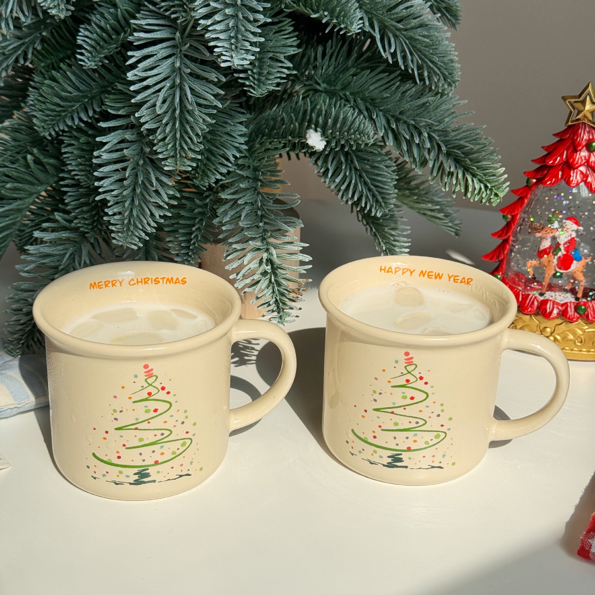 2025 Christmas Tree Ceramic Mug Korean Ins Cute Coffee Mug Student Couple New Year Gift Water Mug
