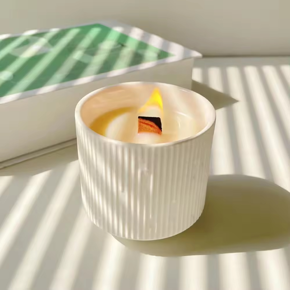 Hot Sale Wholesale Luxury Custom Lettering Print Handmade Wedding Birthday Gift Packaging Ceramic Jar Scented Candles