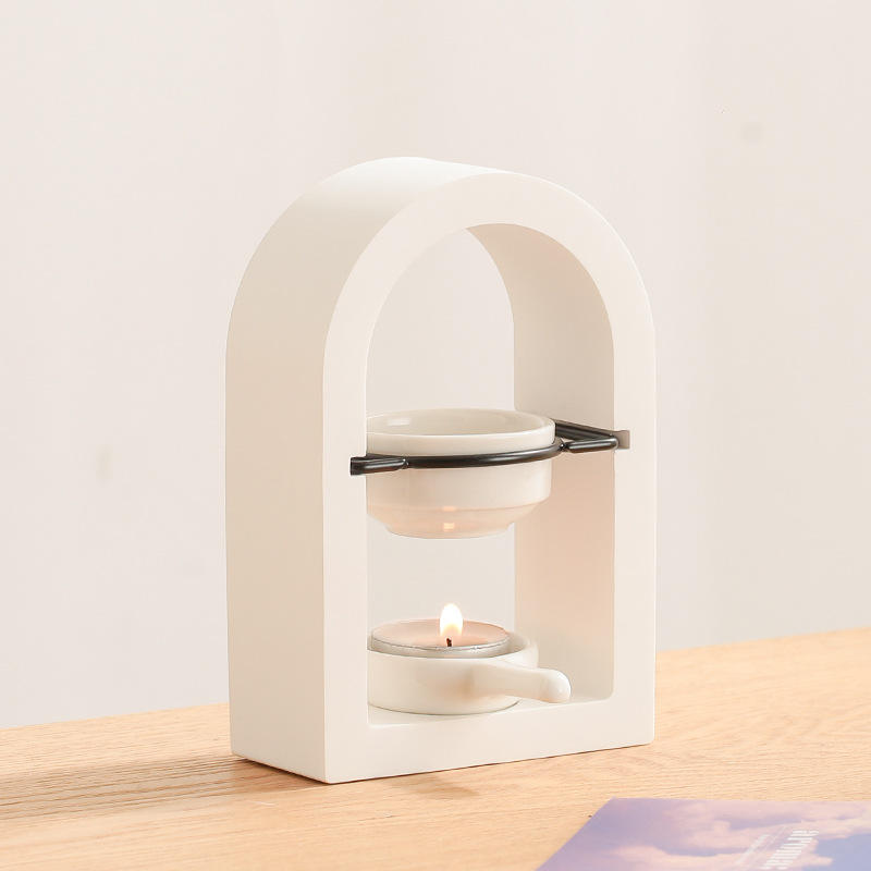 Ceramic Aromatherapy Diffuser Essential Oil Wax Melt Warmer  Sandalwood Scent Burner Holder and Scented Candle