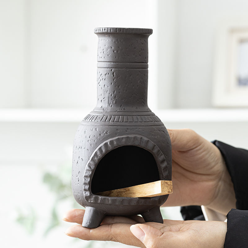Ceramic Sage Burner and Smudge Stick Bowl Incense Holder Burner Palo Santo Stick Mini Chiminea Incense Burner for Meditation