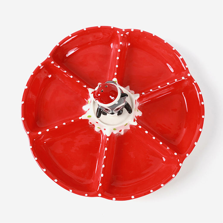 Popular Design Christmas Decoration Christmas Ceramic Compote Dinner Plate for Christmas Home Decoration