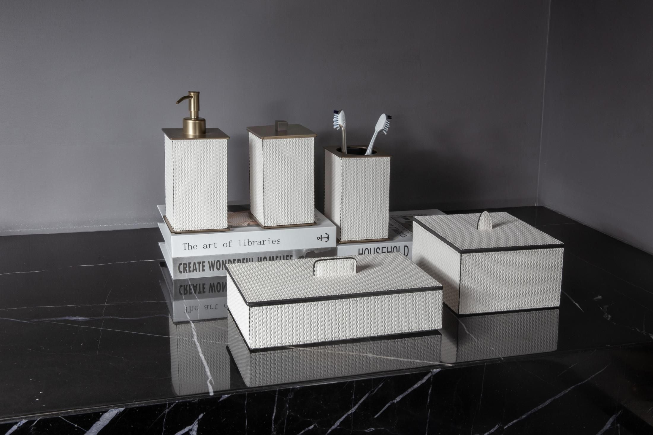 Modern Luxury Leather Bathroom Accessories Set Selling separately soap dispenser for Home Hotel Decoration