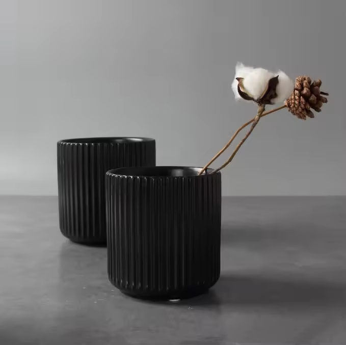 Engraved Ceramic Candle Container Vessels for Home Christmas Decoration-Elegant Candle Jars