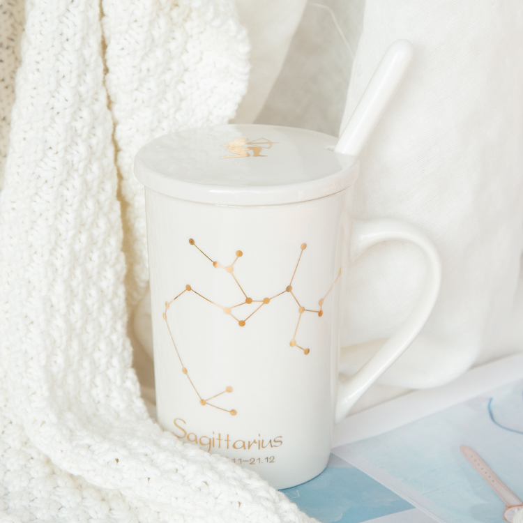 Constellation Couple Gift Mug Sublimation Ceramic Coffee Cups With Lid