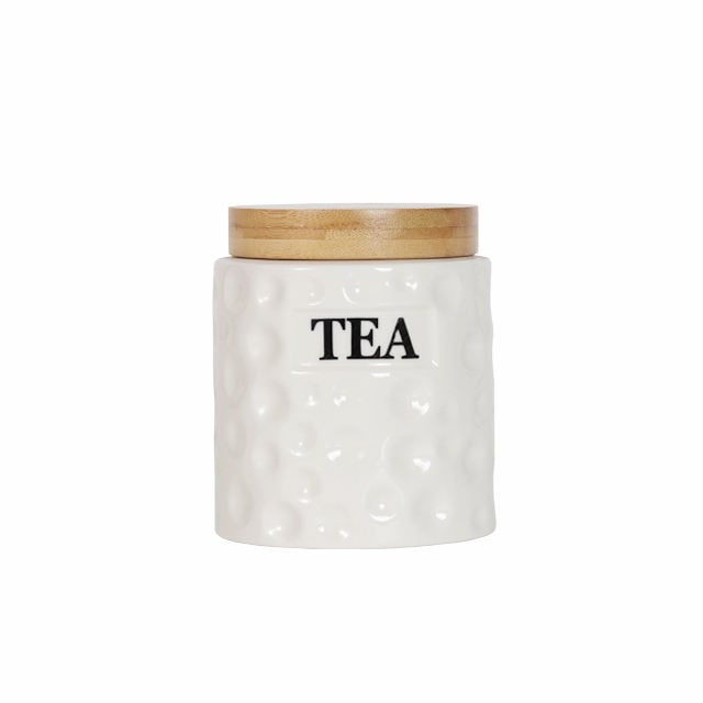 Tea Coffee Sugar Ceramic Seal Pot Set Containers Stone Spices Seasoner Pot Storage Box Ceramic Canister Set With Wooden Lids