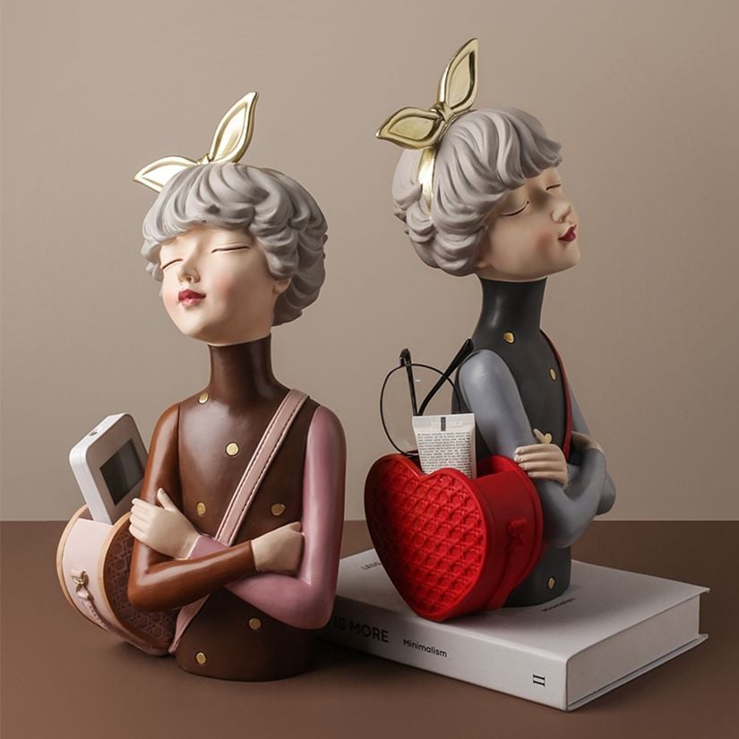 Ornamenti Creativi Figure Animali in Resina Ragazza Figure in Porcellana Decorazioni per Casa Nuovo Design