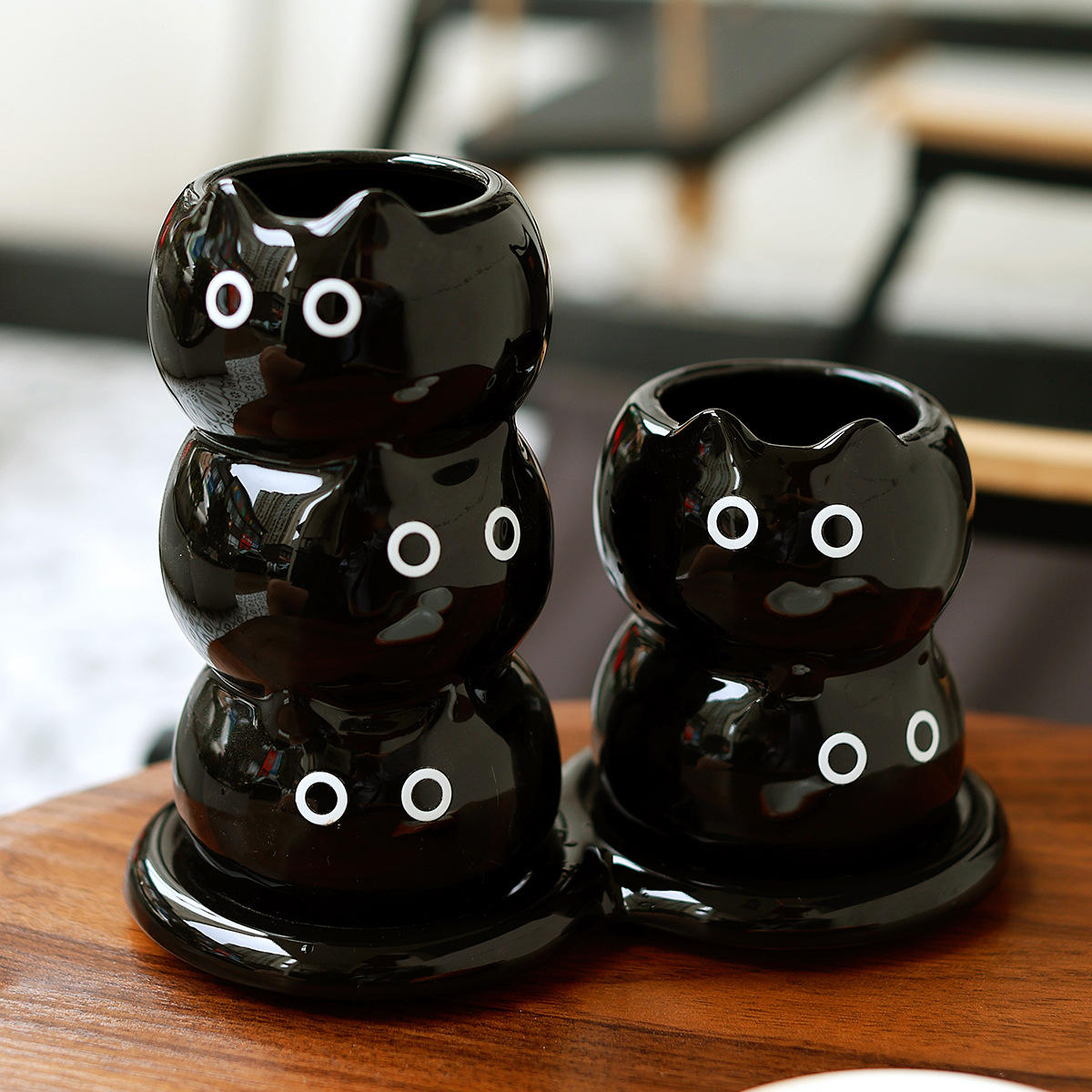 Nordic Custom Cute cat Porcelain Utensils Holders Storage Chopsticks Cutlery Ceramic Utensil Holder for Countertop