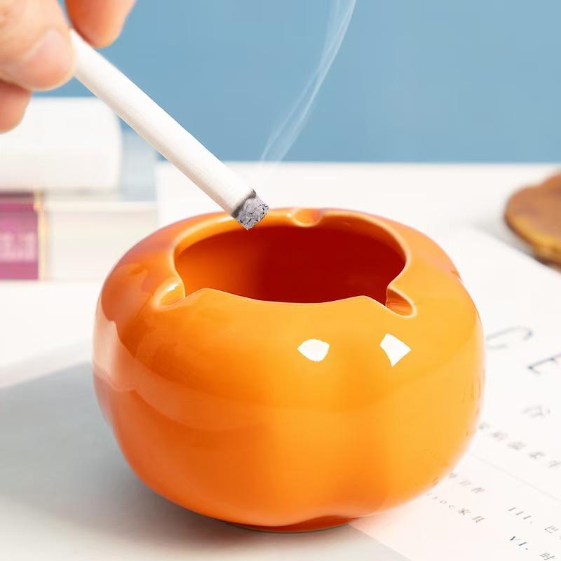 Custom logo Persimmon Design Fruit Shape Custom Orange Ashtray Ceramic Ashtray Cigars Big Ashtray