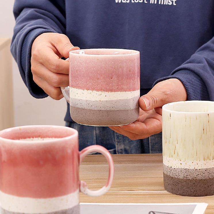 Custom Printed Coffee Mugs Handmade Ceramic Tea Japanese Retro Clay Cups With Handle for Restaurant