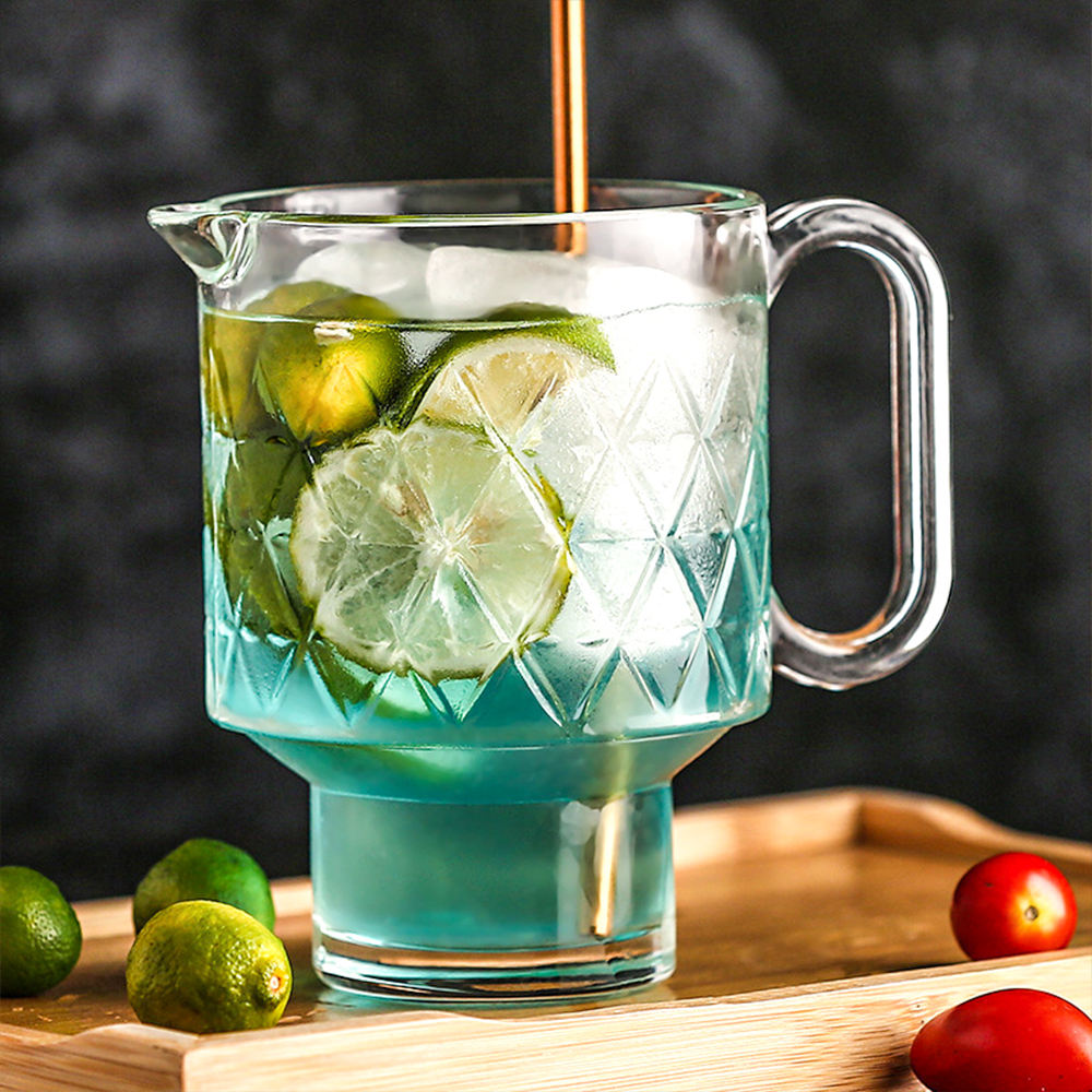 Handle 650ml Beer Drinking Mugs Clear Cocktail Martini Mixed Drinks Glass Cup Big Mouth Whisky Beer Drinkware Bar Glass