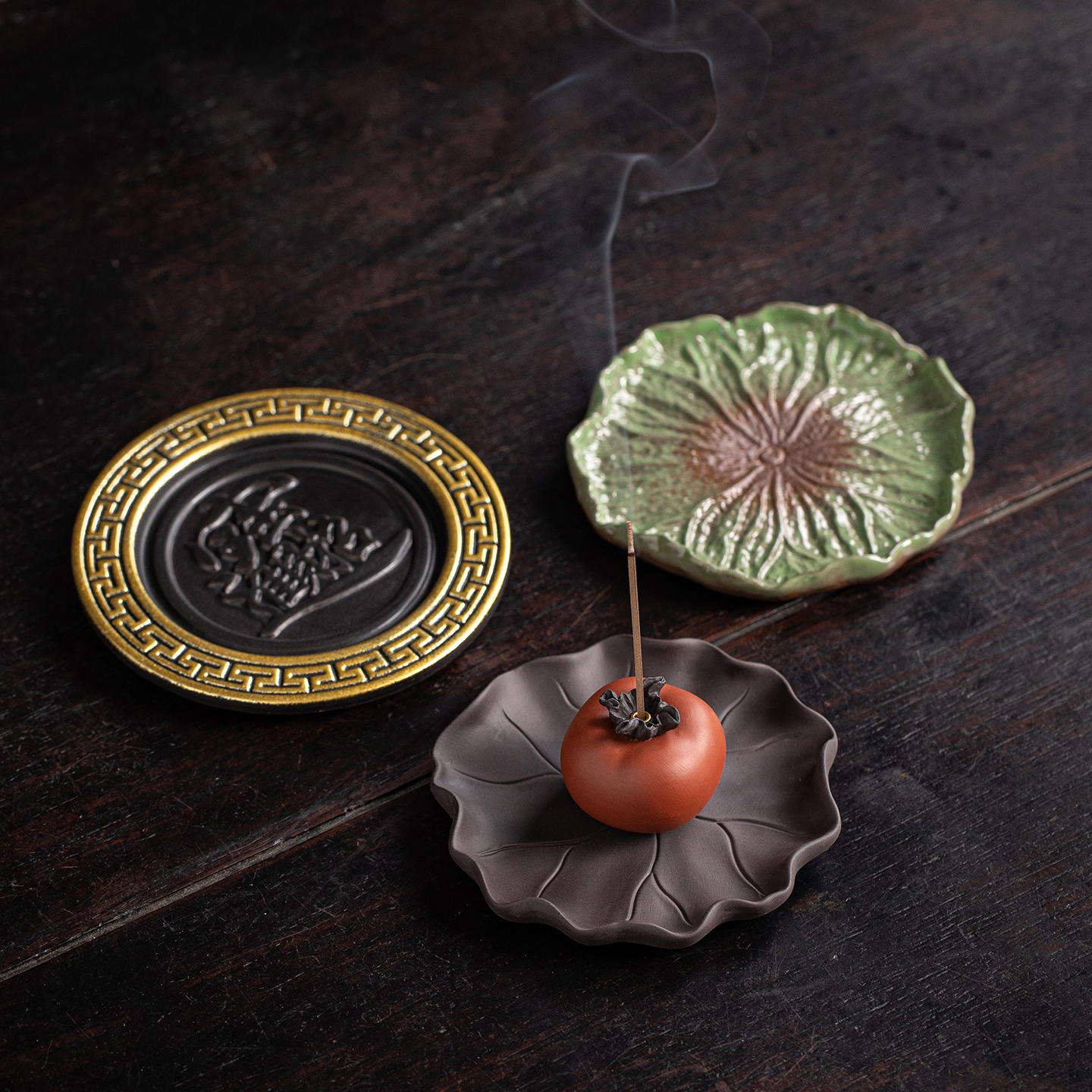 Persimmon Persimmon Ruyi Ceramic Incense Insert Incense Holder Household Indoor Incense incense sandalwood incense smoker Tea Ceremony Persimmon Incense Holder Decoration