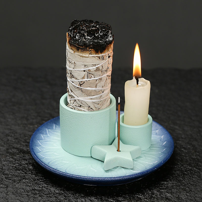 Organic Ceramic Incense Stick Holder for Sage and Candles for Spiritual Healing