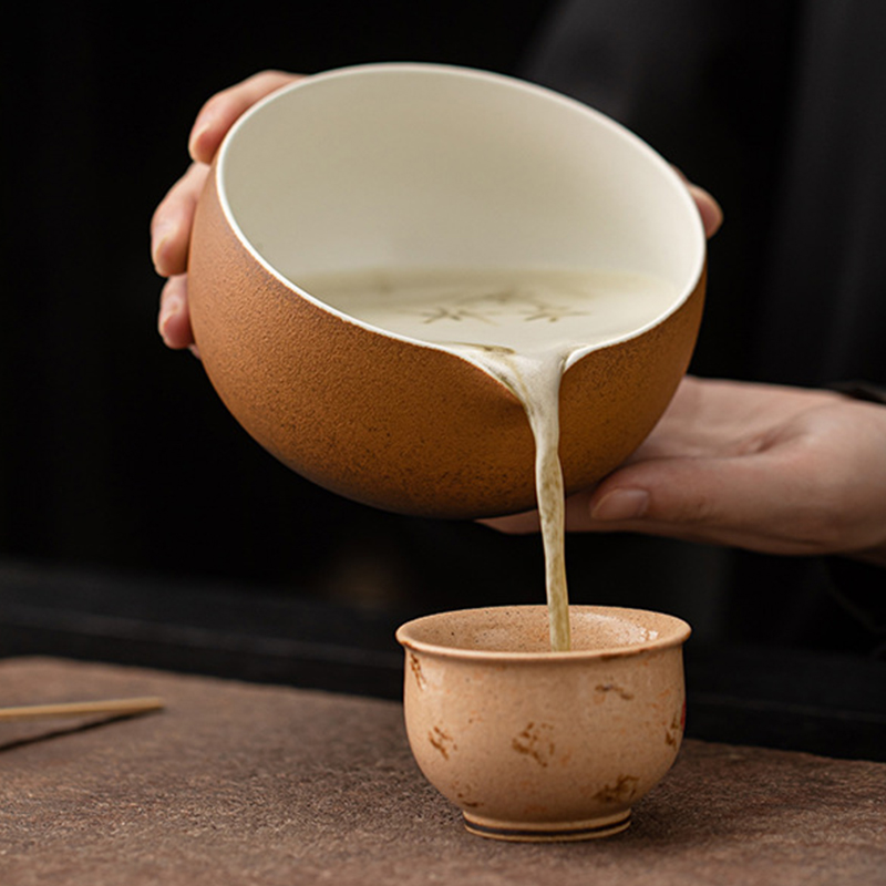 Rough Ceramic Matcha Bowl with Spout Matcha Tool Brush Japanese Tea Bowl Matcha Cup Stirrer Tea Brush Utensils Set