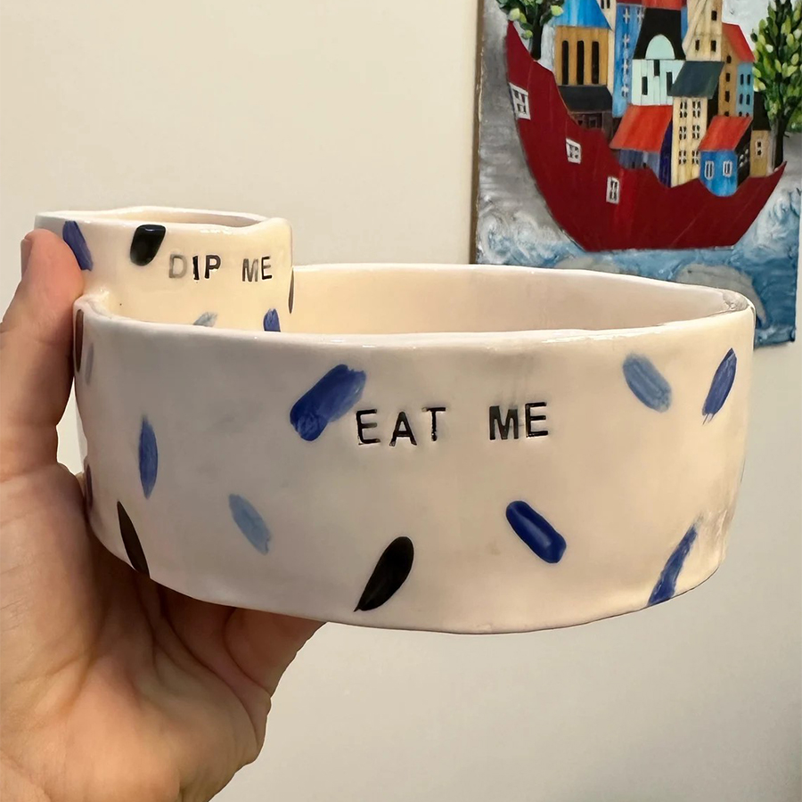 New Restaurant Cute Fruit Salad French Fries Dipping Sauce Bowls Custom logo Snack Dessert Ceramic Chips and Dip Bowl