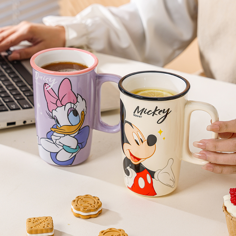 Disney Mickey Cup Creative Mug Set Cute Ceramic Cup High-value Office Mug Large Capacity