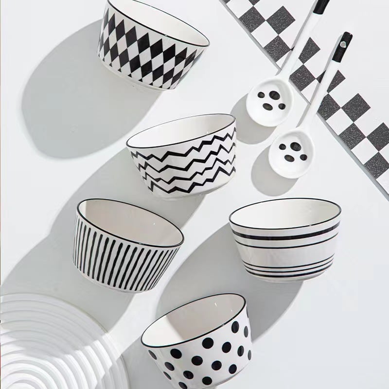 Factory Customized 5pcs Bowls Set Small 4.5 Inch Round Porcelain Serving Snack Fruit Salad Ceramic Bowl for Home