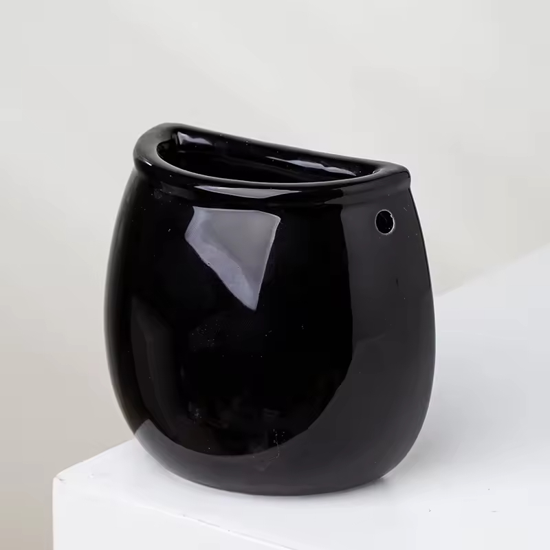 Recipientes Pendurados em Cerâmica para Velas Perfumadas Jarros Vazios para Velas Pretos com Design Único