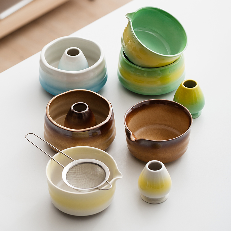 Matcha Tea Tools Ceramic Matcha Bowl Tea Bowl Tea Brush Stand Kiln Change Song Dynasty Tea Dispenser Set Tea Ceremony Accessories
