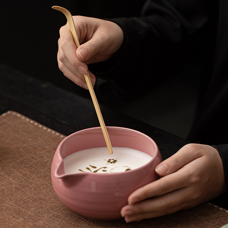 Peach Powder Matcha Bowl Set Tea Brush Stand Foam Stirring Spot Tea Ceremony Tea Accessories Tea Brush Placer Ceramic