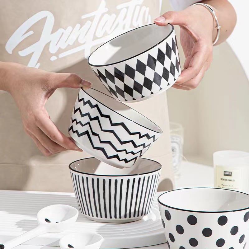 Factory Customized 5pcs Bowls Set Small 4.5 Inch Round Porcelain Serving Snack Fruit Salad Ceramic Bowl for Home