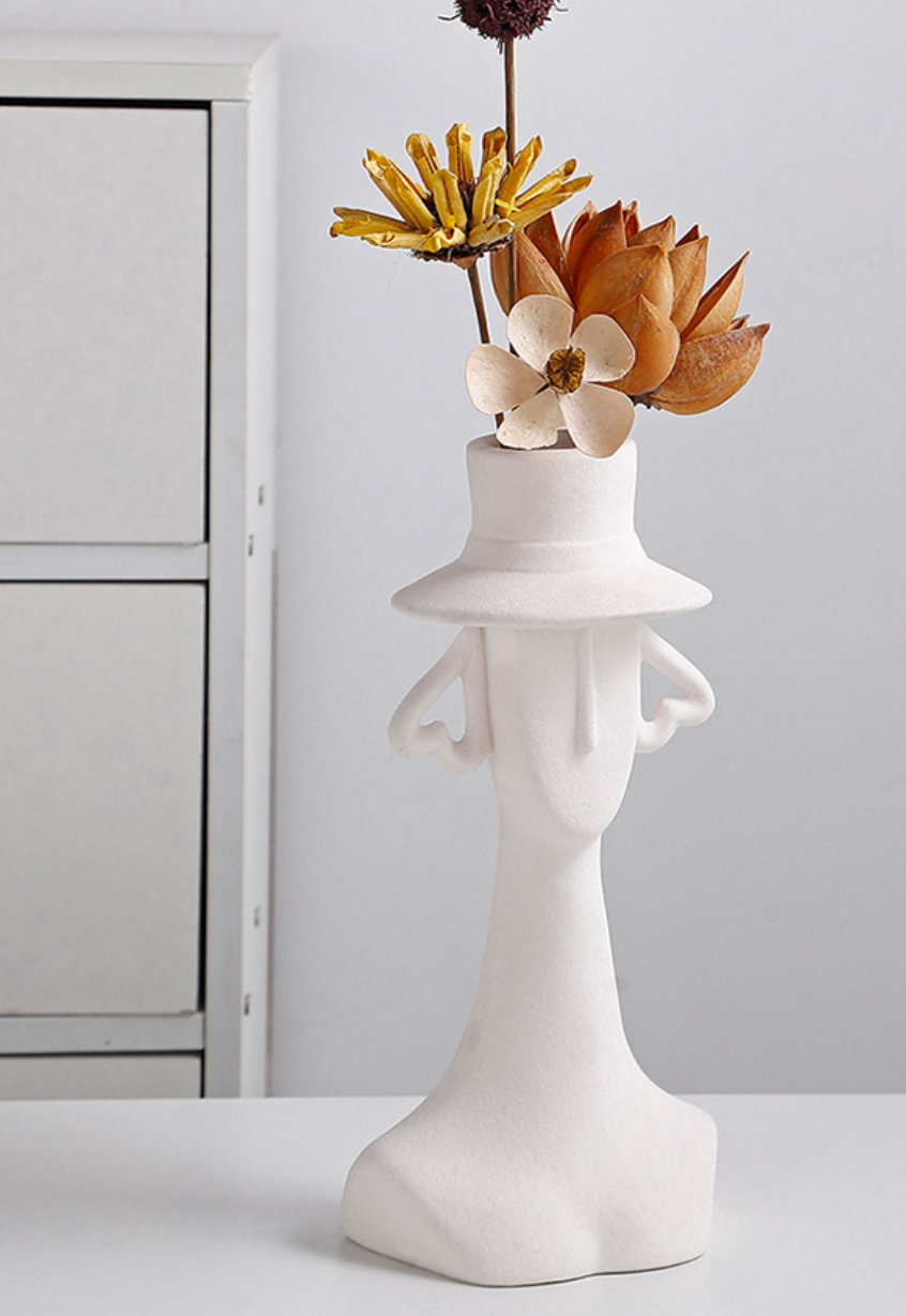 Cross Border Creative Ceramic Vases, Nordic Body Shaped Floral Arrangements, Desktop High-end Home Decor Items OEM