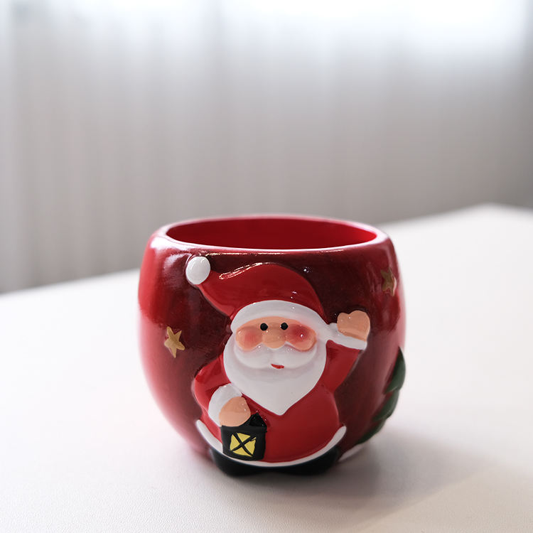 Flowerpot Ceramic Set Christmas Santa Claus Deer Ceramic Flower Pots