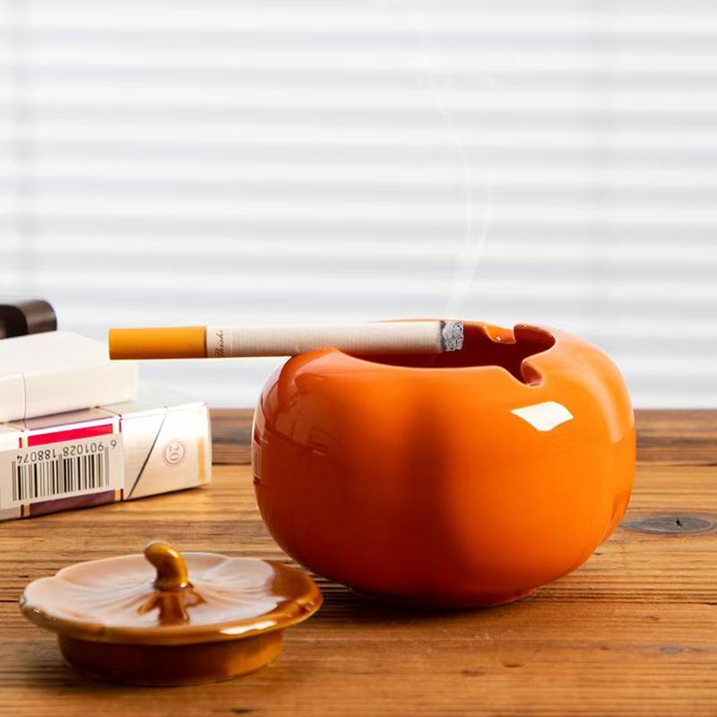 Custom logo Persimmon Design Fruit Shape Custom Orange Ashtray Ceramic Ashtray Cigars Big Ashtray