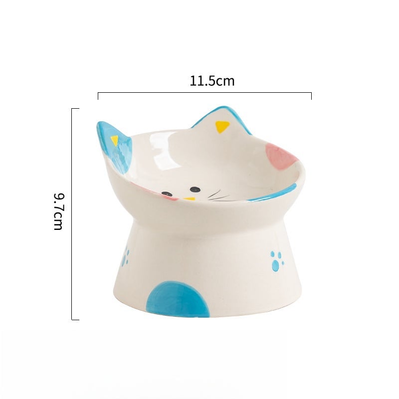 2025 Ceramic Stand High Diagonal Rainbow Cat Dog Food Water Bowl with Anti-Rollover Neck Protection Anti Slip Pet Bowls Feeders