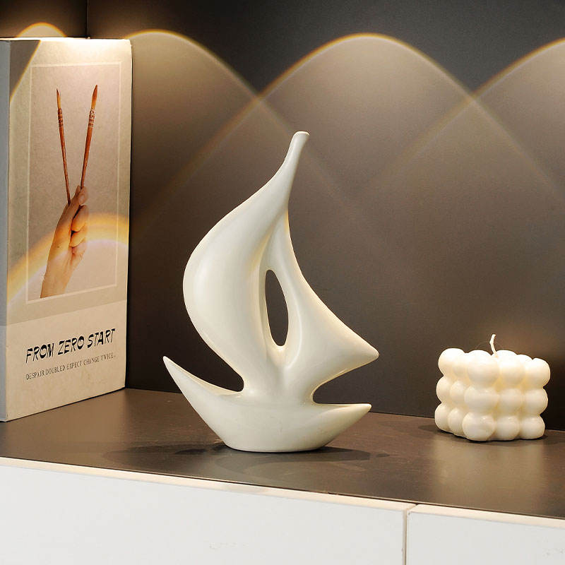Simple Modern Ceramic Sailboat Statue Creative TV Cabinet for Living Room Home Decorative Crafts