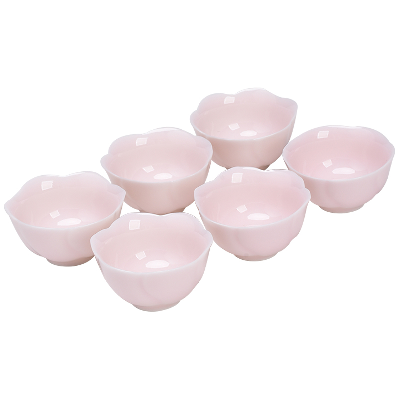 Dehua White Porcelain Small Tea Cup Work Tea Set Master Cup with Cushion Single Cup Female Cherry Blossom Pink Tea Set Cup Tasting Cups