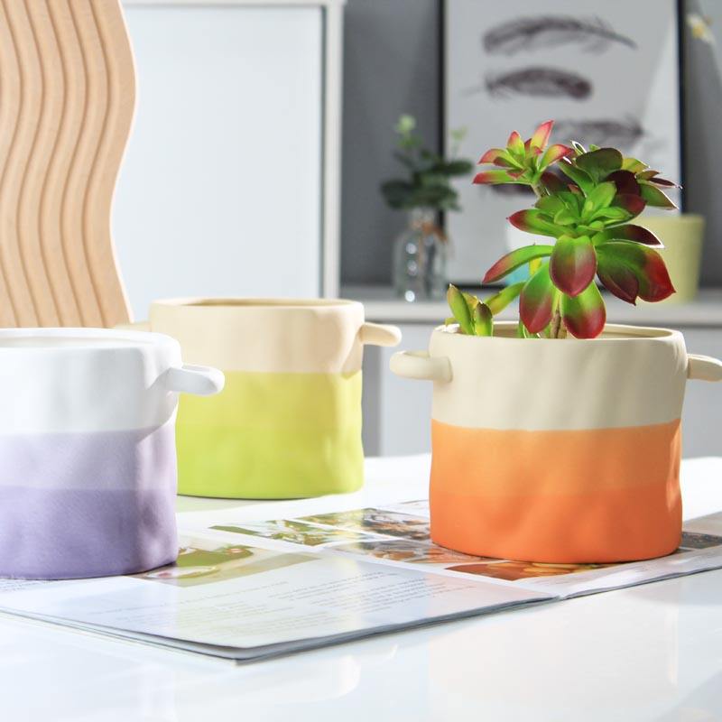 Nordic Style Home Desktop Office Decor Succulent Aloe Vera Potted Multi Color Ceramic Flowerpot